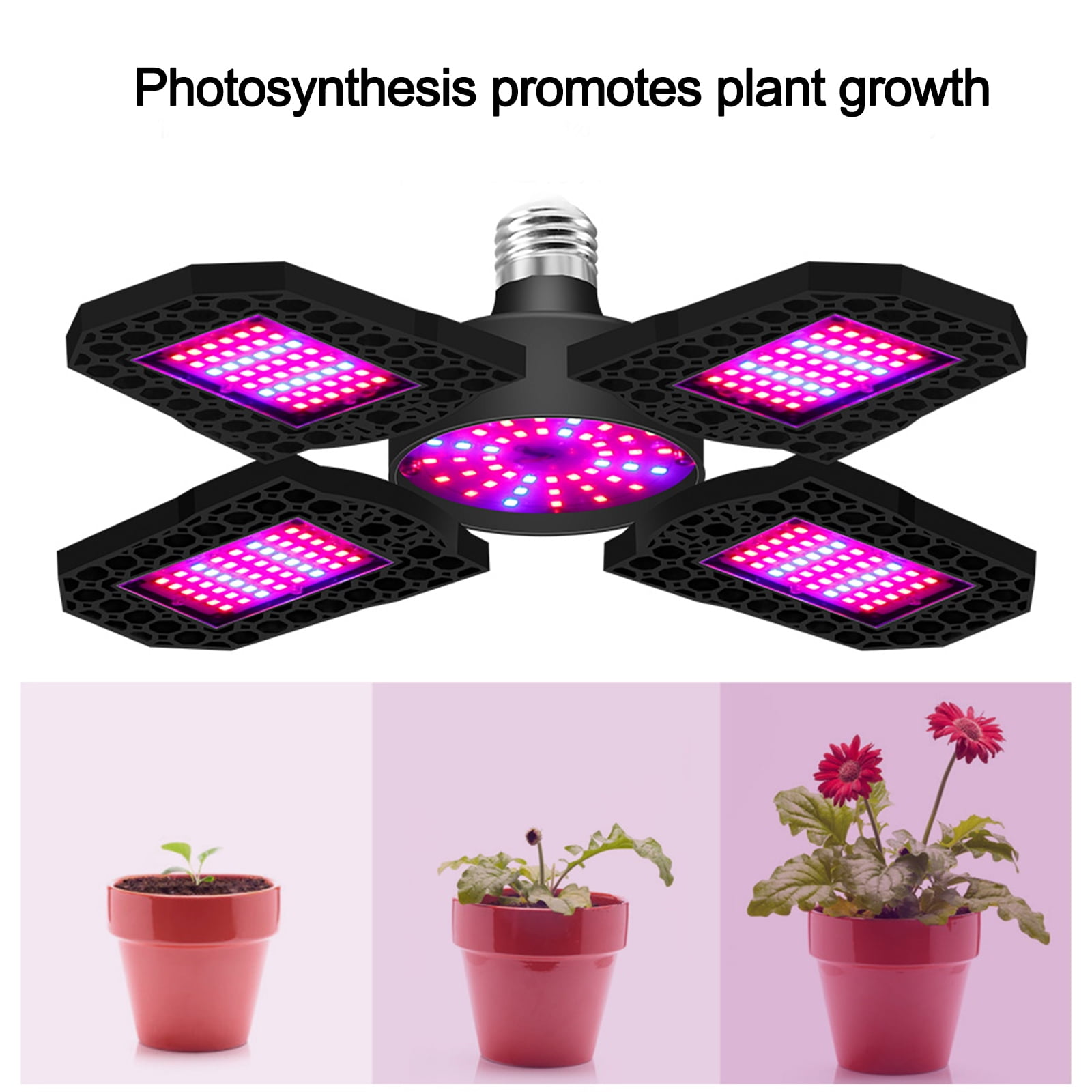 E27 144LEDs Grow Light With Foldable Full Spectrum Grow Lights For Indoor Plant 