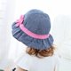 thumbnail image 3 of 2pcsfilles Denim Soleil Chapeau Pour Bb Enfants Polka Ribbon Et Fleur Magenta Chapeau De Pche Printemps Et Chapeaux, 3 of 5
