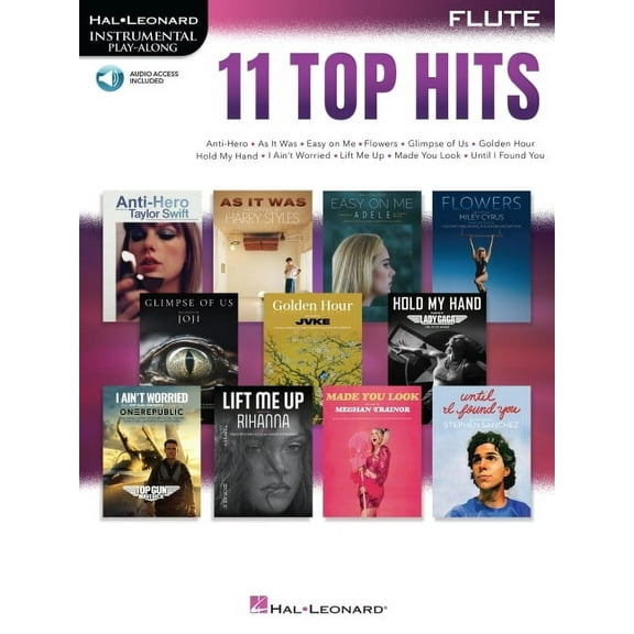 11 Top Hits for Flute Instrumental Play-Along Songbook - Book with Online Audio (Paperback)