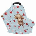 thumbnail image 4 of Renewold Highland Cow Cherry Stretchy Baby Car Seat Cover Carseat Canopy for Babies Universal Baby Breastfeeding Stroller High Chair Shopping Cart Cover, 4 of 7
