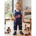 thumbnail image 3 of BemeyourBBs Newborn Baby Boy 4th of July Outfit Infant Baby Boy Patriot Independent Day Spring Summer Fall Clothes Fourth of July Short Sleeve Waffled Striped Romper USA Flag Overalls Long Pants Set, 3 of 8