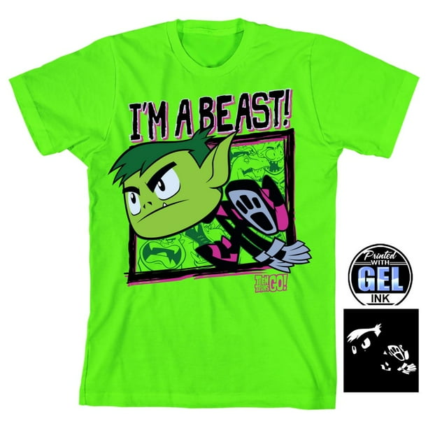 Beast Boy Youth Teen Titans Go I'm A Beast Boy's Puff Base Ink Shirt
