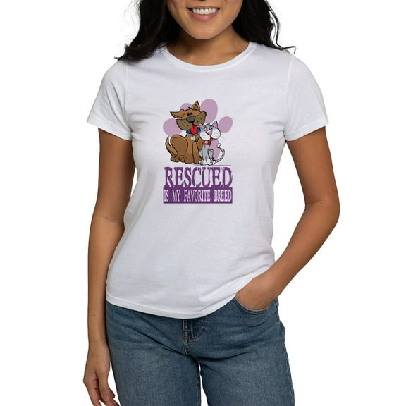 CafePress - Rescued Is My Favorite Breed Women's T Shirt - Women's Classic T-Shirt