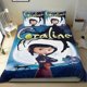thumbnail image 1 of Coraline Conjunto de sábanas temático, trío de piezas, cómodo y amigable con la piel, diseño único, regalo de decoración para el hogar para familiares, amigos y fans,135X200cm, 1 of 6