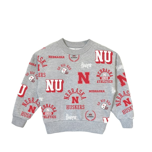 Girls Youth Gameday Couture  Heather Gray Nebraska Huskers Always On Repeat Pullover Sweatshirt