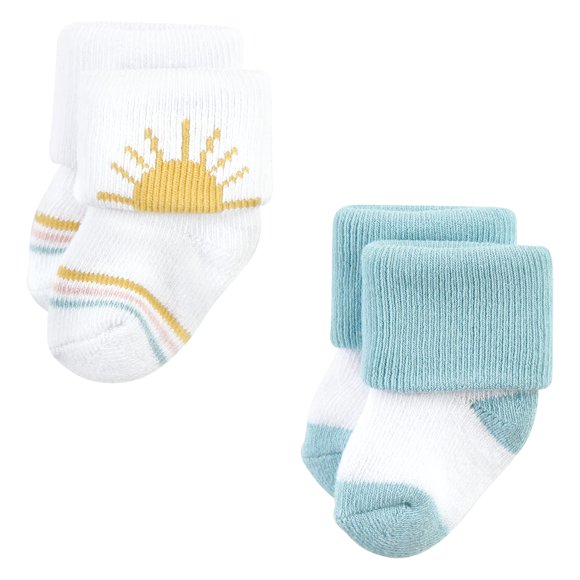 Hudson Baby Chaussettes Unisexes pour Bébé en Coton Riche Nouveau-Né et Éponge, Arc-en-Ciel Moderne, 0-6 Mois