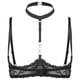 thumbnail image 3 of Womens 1/4 Cups Underwire Bra Halter Neck O Ring Sheer Lace Push Up Brassiere Lingerie Breast Open Bras Underwear, 3 of 4