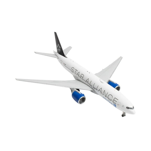 Boeing 777-200ER Commercial Aircraft "United Airlines Star Alliance" White with Black 1/400 Diecast Model Airplane by GeminiJets