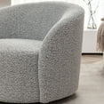 thumbnail image 4 of 34" W Swivel Barrel Chair Set of 2, Mid Century Modern Round Upholstered Boucle Swivel Accent Chairs, No Assembly Sofa Chair for Living Room Bedroom Reading, Black White, 4 of 12