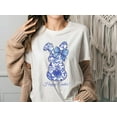 thumbnail image 1 of Happy Easter Shirt, Blue Floral Bunny Shirt, Easter Bunny T-Shirt, Spring Rabbit Tee, Flow - As Picture - L, 1 of 2