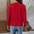 thumbnail image 4 of Domzest Button Front Cardigan for Women Lightweight Long Sleeve V Neck Knitwear Soft Basic Knit Cardigan Sweater Red L, 4 of 6