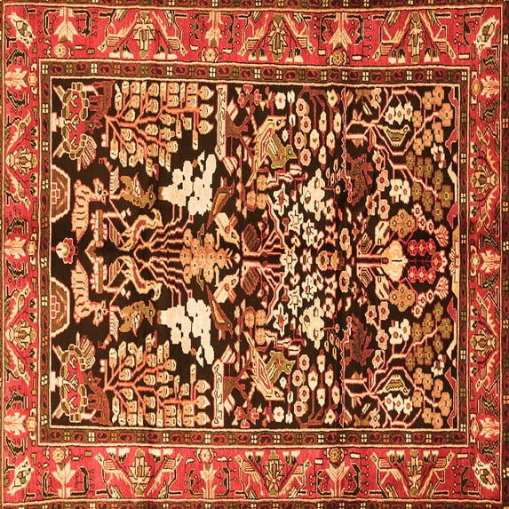Ahgly Company Indoor Square Persian Orange Traditional Area Rugs, 3' Square