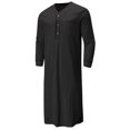 thumbnail image 5 of Mens Nightshirt Sleepwear Casual Long Sleeve V Neck Henley Sleep Shirt Loungewear with Pocket, 5 of 6
