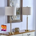 thumbnail image 3 of Maxax Adjustable Rattan Buffet Table Lamps, 26" - 33" Tall Farmhouse Bedside Lamps with USB A+C Ports, Gold Metal Base for Living Room or Bedroom, 3 of 5