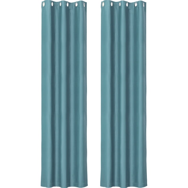 Unique Bargains 2pcs Blockout Thermal Insulated Grommet Window Curtain Panel Valance Darkening Drapes