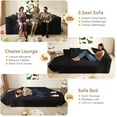 thumbnail image 3 of 79.5'' Futon Sofa Bed, Foldable Sleeper Sofa, Chenille Boneless Couch, 3-in-1 Modern Convertible Loveseat with 2 Pillows, Deep Seat, Folding Couches for Living Room, Apartment, Bedroom, Black, 3 of 9