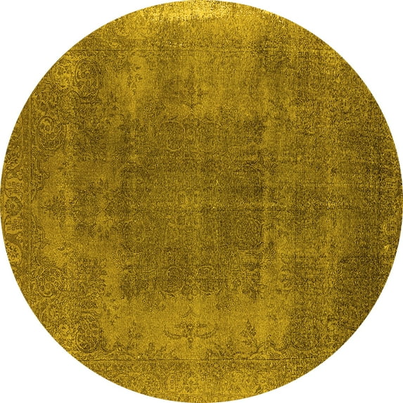 Ahgly Company Indoor Round Oriental Yellow Industrial Area Rugs, 3' Round