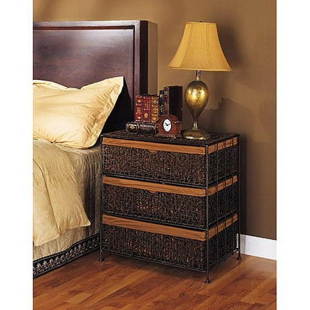 Seagrass 3-Drawer Nightstand