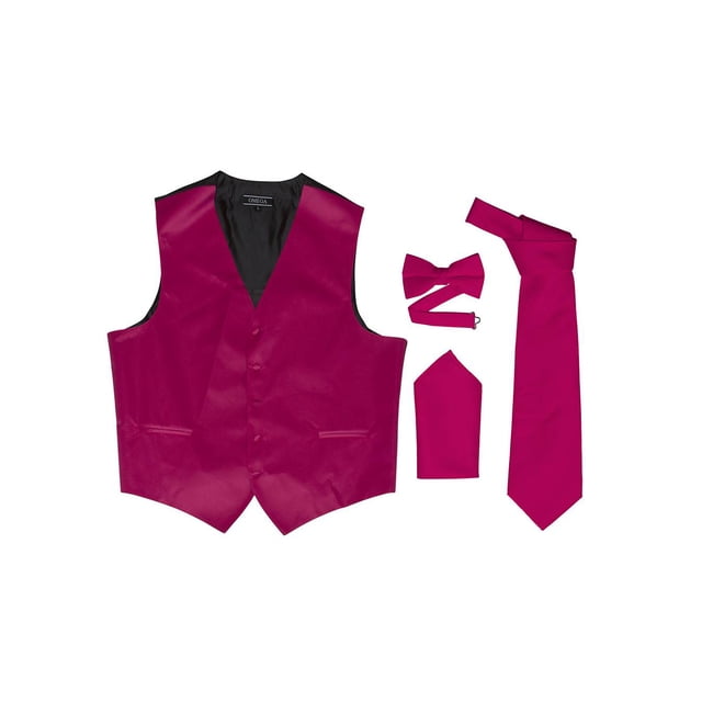 Omega Button Vest Formal 4 piece Dress Kit - Hot Pink - 3X-Large