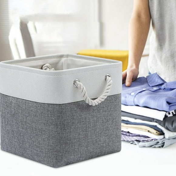 TopLLC Cotton And Hemp Storage Basket With No Cover, Foldable Fabric Storage Basket, Household Toy And Clothing Storage Box