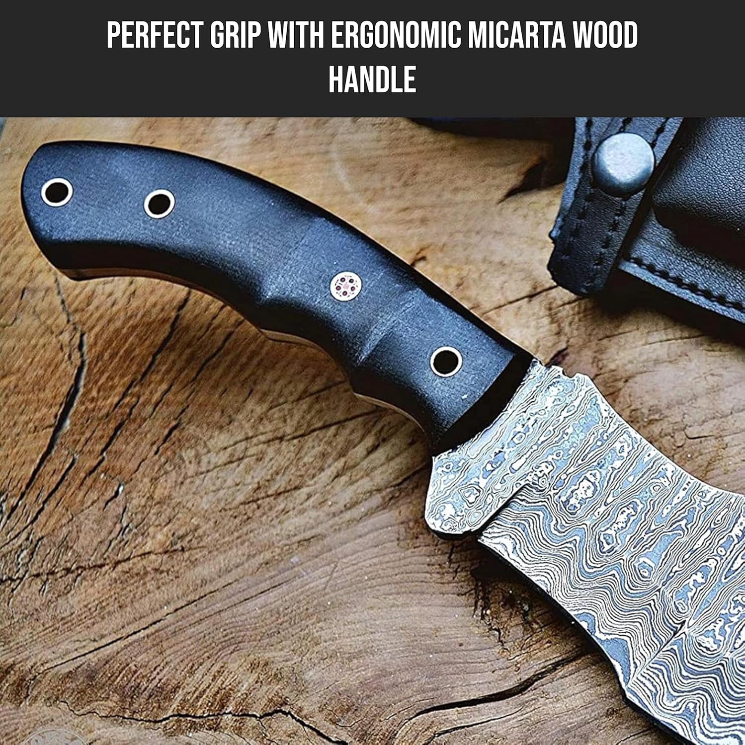 Handmade D2 Steel Tracker Knife 12" - Full Tang Fixed Blade - Micarta Handle & Leather Sheath - Bushcraft Outdoor Camping & Survival Hunting Knife - Collector Hunter Gifts