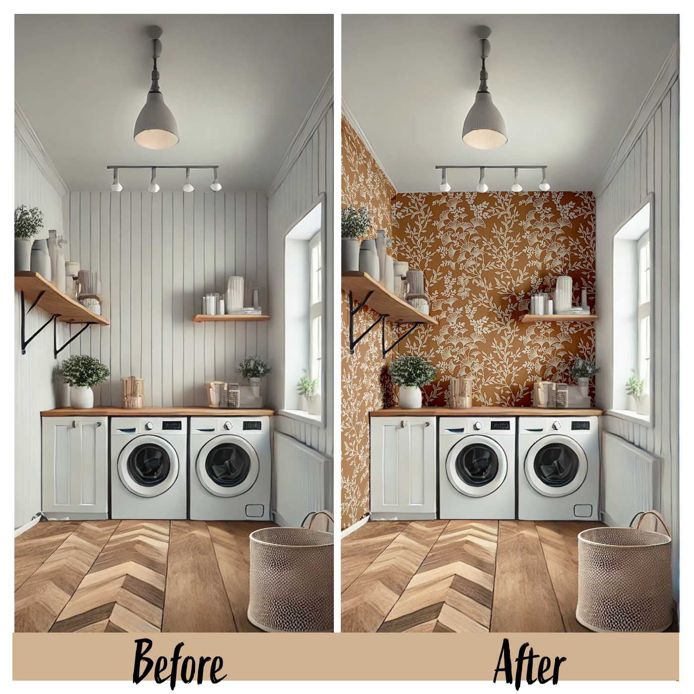 S4Sassy Peel and Stick Wall Covering, Botanical Branch Wallpaper Removable Wallwrap - Brown Instant Wall Mural for Bedroom, Bathroom, Laundry Room, Closet Interior (25"x240" inch)