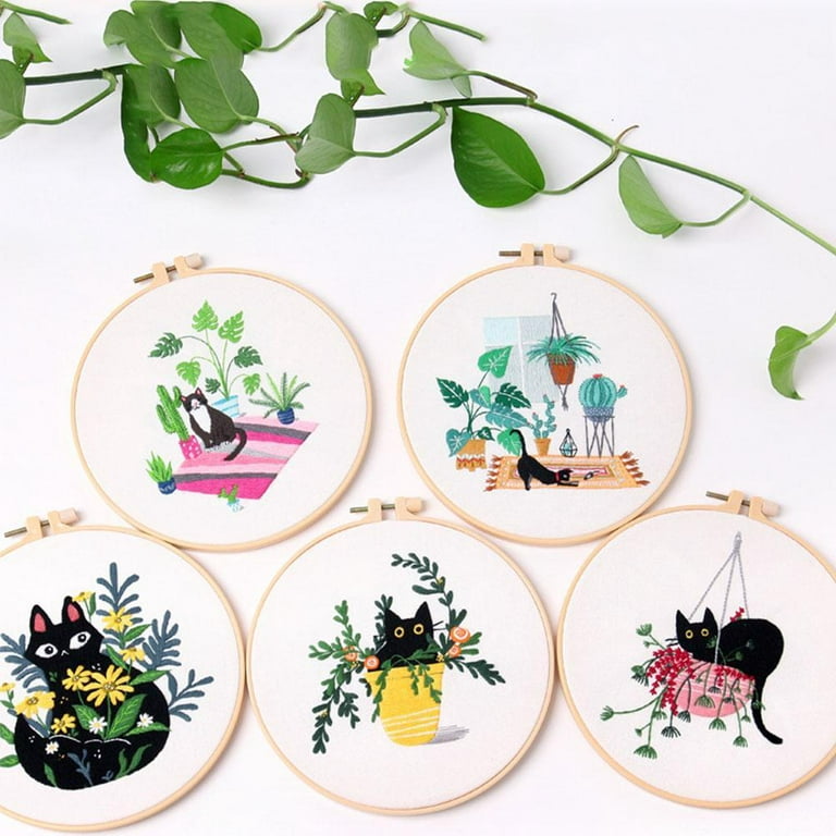 DIY Embroidery Kit Cat Printed Pattern for Beginner Cross Stitch