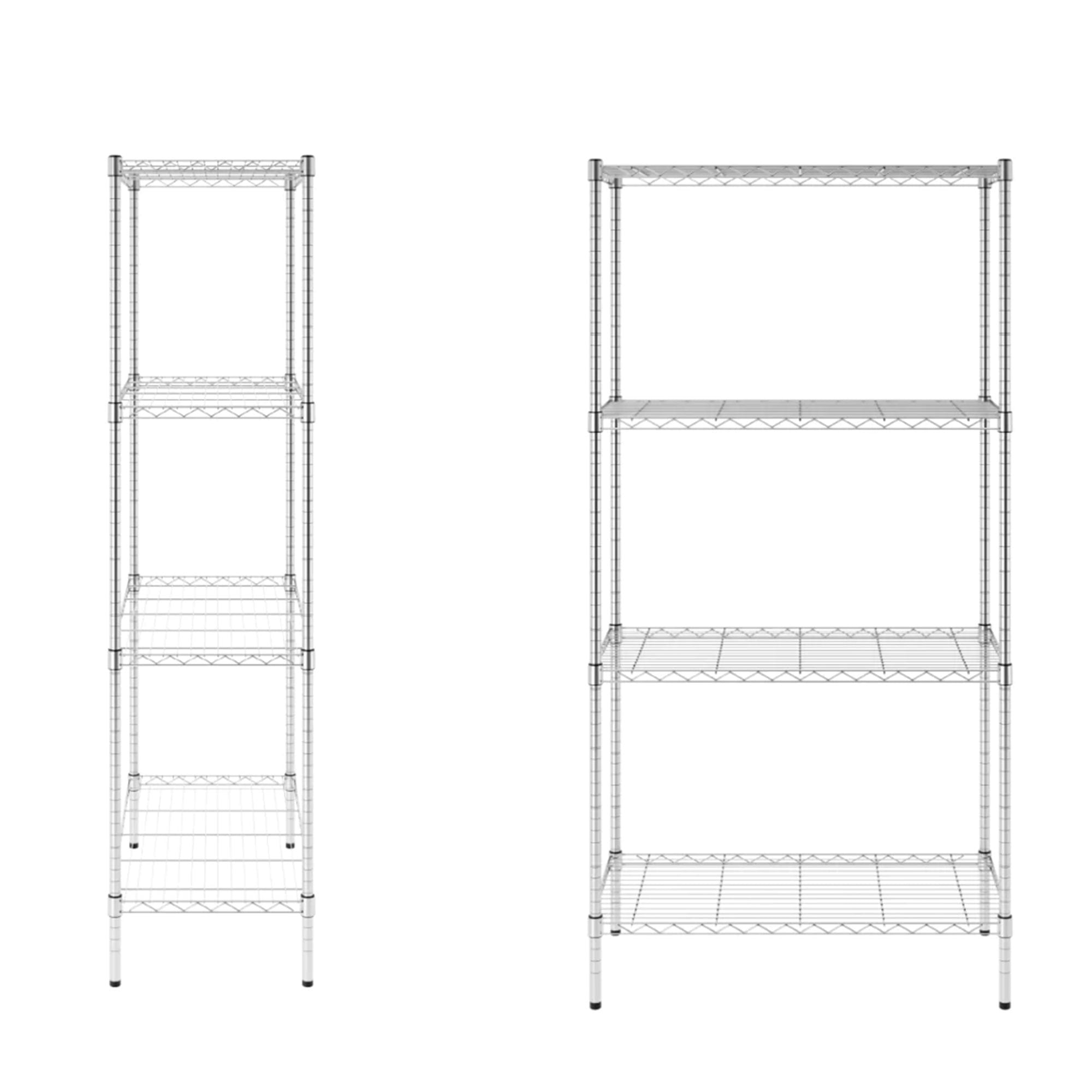 SafeRacks 4 Tier  Steel Wire Shelving Unit with 4 Leveling Feet, Silver
