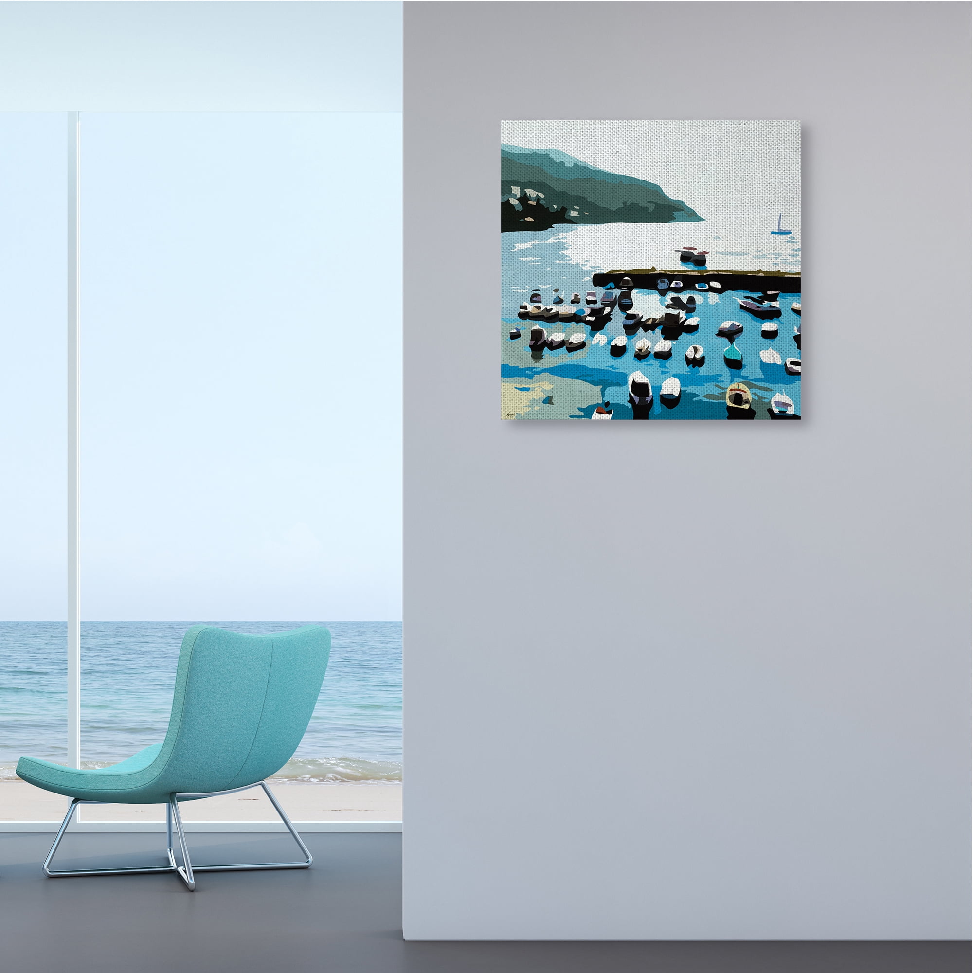 Stupell Industries Boating Docks at Lake Soft Edge Nautical Landscape Nature Painting Gallery Wrapped Canvas Art Print Wall Art, 24 x 24