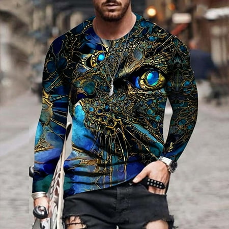 

Men s 3D Animal Graphics Print Shirts Digital Novelty Pattern Crewneck Long Sleeve Fall Tops Unisex Daily Blouse