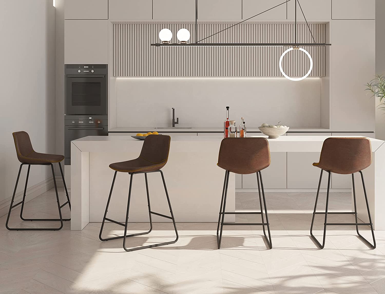 ACME Tabib Counter Height Chair with Swivel, Cappuccino