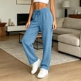 thumbnail image 2 of ZunFeo Fleece Lined Sweatpants Women Warm Plush Wide Leg Pants Elastic High Waisted Fall Winter Trousers with 2 Pockets, 2 of 9