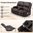 thumbnail image 2 of Power Reclining Loveseat for Home Theater & RV, Wall-Hugger Design with USB Charging, Storage Console, Removable Armrests & Double Cushions, Faux Leather Brown, 2 of 8