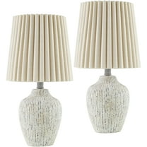 Livabliss Pines Traditional Accent Table Lamp, 19-inch, Beige with Wheat Shade (Set of 2)