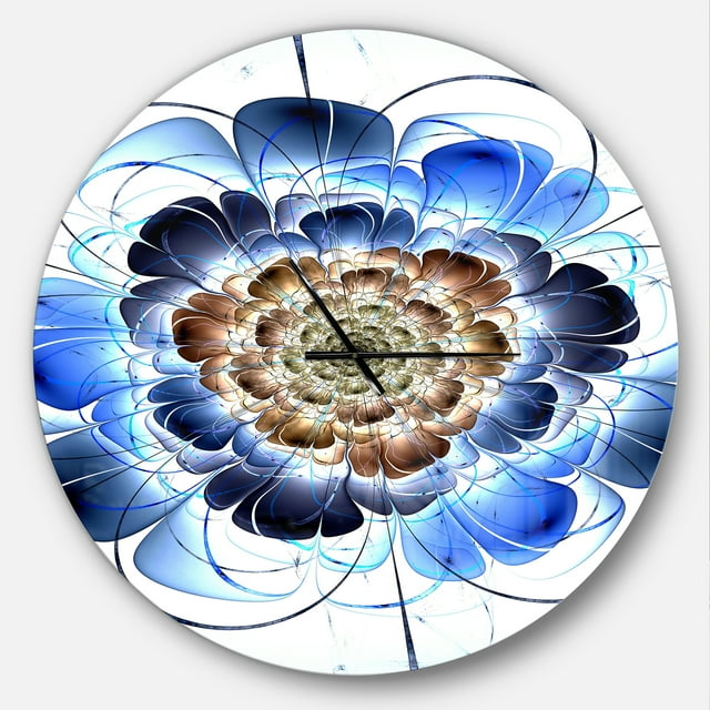 Designart 'Dark Blue Fractal Flower ' Modern wall clock