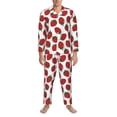 thumbnail image 3 of Fuzoiu Hand Drawn Strawberry Print Men's Long-Sleeved Pajama,Lounge Button Down Nightwear,Mens Notch Collar Pajama Set -Large, 3 of 7