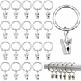 thumbnail image 1 of CHAO 40 anillos de cortina con clips (plateados) 25 mm, anillos de clip para persianas, anillos de cortina de metal antioxidante con clips, 1 of 5