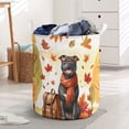 thumbnail image 3 of Welcome Fall Pitbull Enjoys School Time Autumn Fall Leaves Foldable Laundry Basket Terrier Dog Lover Organizer Storage with Handles - 02013, 3 of 5