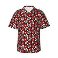 thumbnail image 1 of Fotbe Red Floral Camisa Hawaiana para Hombre Unisex – Camisa Casual de Verano con Botones de Manga Corta de Algodón y Lino,XX-Large, 1 of 7