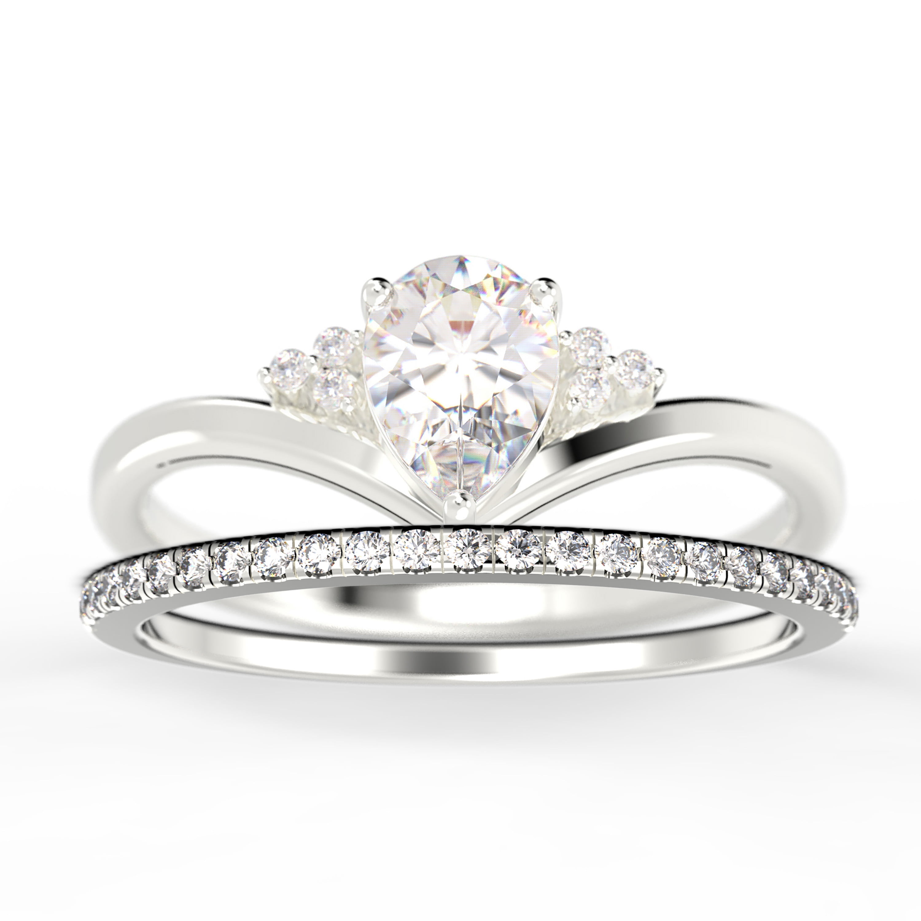 kroon Dollar Wat Gorgeous Minimalist 1.75 Carat Pear Cut Diamond Moissanite Unique Engagement  Ring, Affordable Wedding Ring, One Matching Band in 10k Solid White Gold  Gift For Her Love, Bridal Ring Set - Walmart.com
