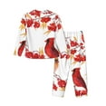 thumbnail image 2 of Kll Bullfinch On Branch Print Women'S Long Sleeve Pajamas With Pants Sleepwear Loungewear 2 Set-Xx-Large, 2 of 9