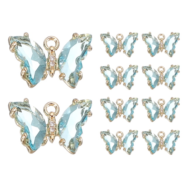 Uxcell 10Pcs Encanto de Mariposa de Rhinestone Cubic Zirconia Cristal Azul Claro