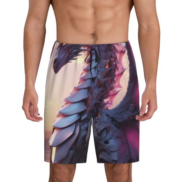 Fotbe Dragon Pantalones Cortos de Pijama para Hombre, Ropa de Dormir, Pantalones de Pijama Cortos para Hombre-XX-Large