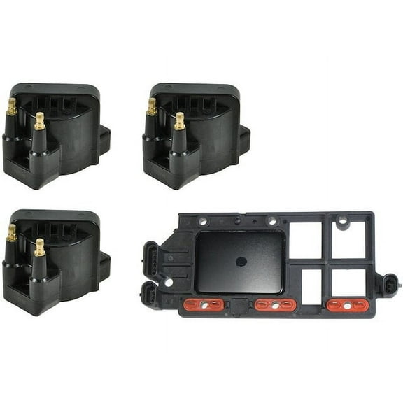 Ignition Coil Set with Control Module 4 Piece - Compatible with 1996 - 2004 Oldsmobile Silhouette 3.4L V6 1997 1998 1999 2000 2001 2002 2003