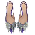 thumbnail image 4 of YDN Women Butterfly Pointy Closed Toe Slingback Pumps Buckle Strap Crystal Chunky High Heel Shoes Party Daily Shopping Size 10 Purple, 4 of 4