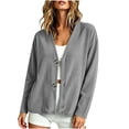 thumbnail image 4 of Qgtaibl Womens Button Down Blouse Corduroy V Neck Long Sleeve Shacket Jackets Fall Loose Fit Casual Cardigan Tops Gray XL, 4 of 5