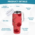 thumbnail image 4 of Beautiful Cherry Tumbler with Handle and Straw Lid 30 oz Insulated Vacuum Water Bottle Stainless Steel Travel Cup, 4 of 9