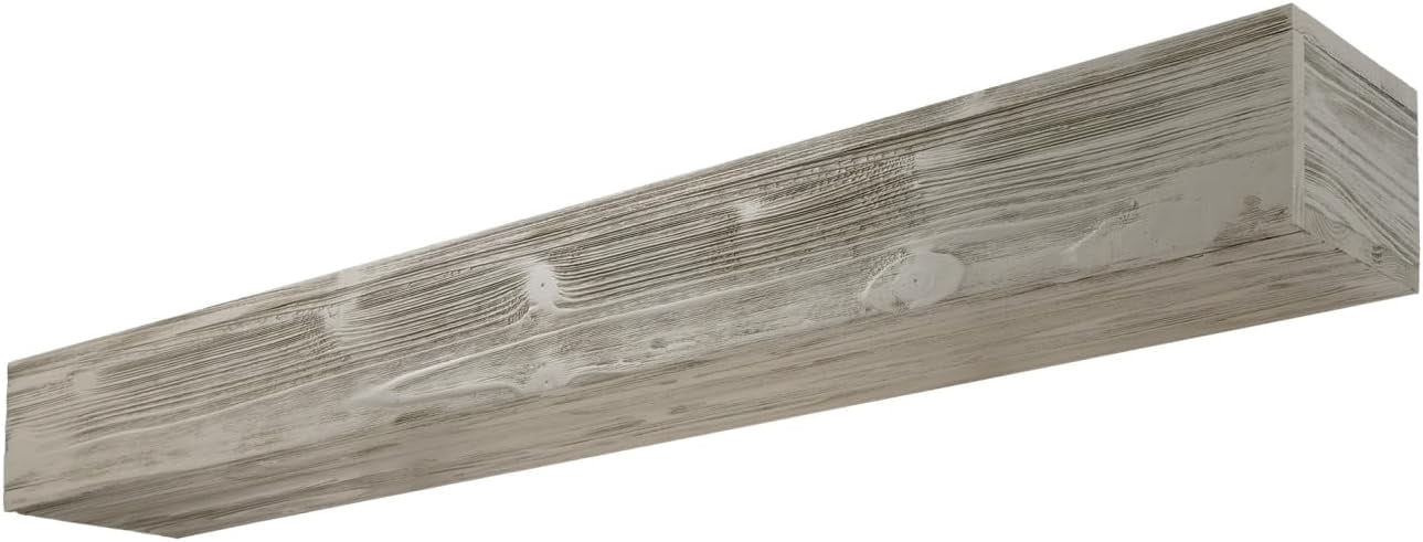 60" Rustic Wood Fireplace Mantel, Wall-Mounted & Floating Shelf for Home Wall Decor, Rustic Cedar Wood Floating Farmhouse Shelf Handcrafted Wall Mounted for Bathroom, Gray
