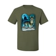 thumbnail image 2 of Wild Bobby, Wolf Howling At the Full Moon Wolf Pack Animal Lover Men's Graphic T-Shirt, Military Green, Medium, 2 of 3
