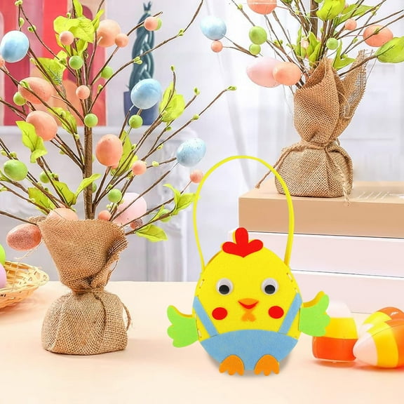 SHENGXINY Easter Basket,Diy Easter Felt Tote,Reusable Easter Eggs Candy Bags,Gifts Holiday Decoration Multicolor 10.24x7.48in